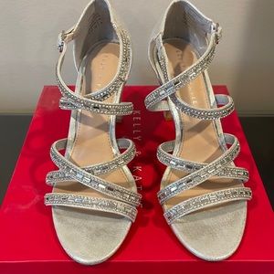 Kelly and Katie Reekie Silver Dress Strappy Beaded Heels